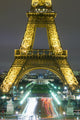 Traffic On Champs D'elysees Under Eiffel Tower At Night, Paris,France Wall Mural
