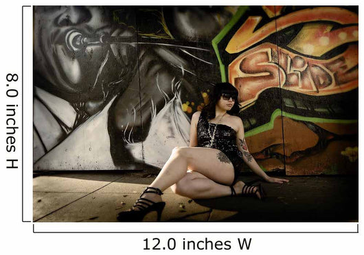 tattoed girl by graffiti Wall Mural