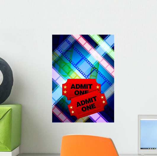 Movie Tickets With Multi Color Film Reel Wall Mural