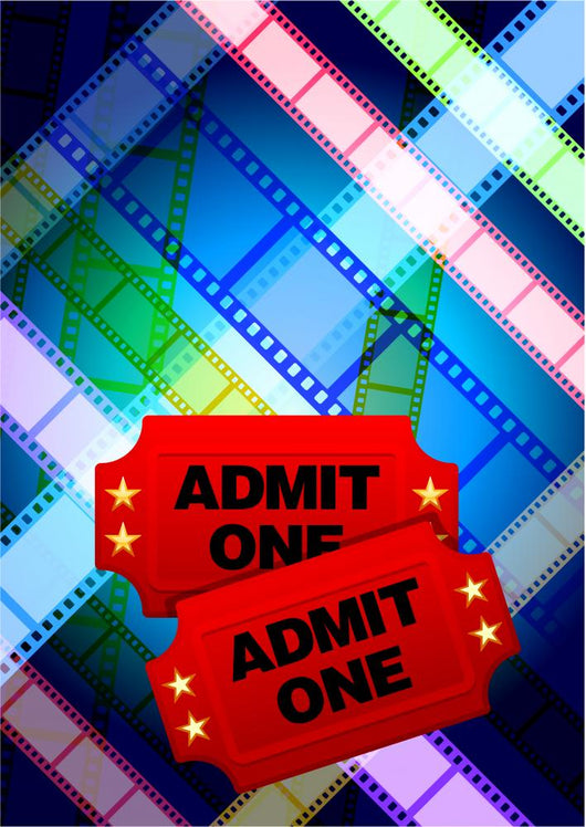 Movie Tickets With Multi Color Film Reel Wall Mural