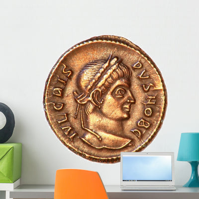 Ancient Roman Coin Wall Decal shown on a wall