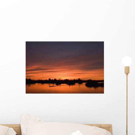 Sunset Over River Wall Mural