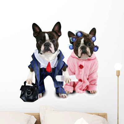 Dog Couple Wall Decal shown on a wall