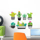 Cute Kawaii Succulent Cactus Wall Decal Sticker Set