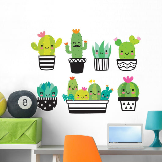 succulent wall decal Cute Kawaii Succulent Cactus Wall Decal Sticker Set