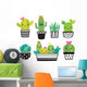 Cute Kawaii Succulent Cactus Wall Decal Sticker Set