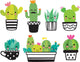 Cute Kawaii Succulent Cactus Wall Decal Sticker Set