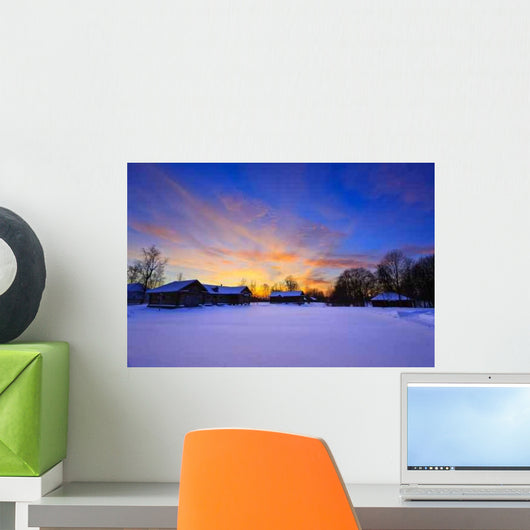 Sunset Countryside Winter Wall Decal