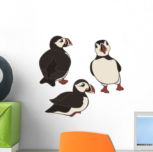 Puffin Vector Set White Wall Decal Sticker Set