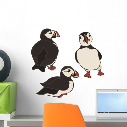 Puffin Vector Set White Wall Decal Sticker Set