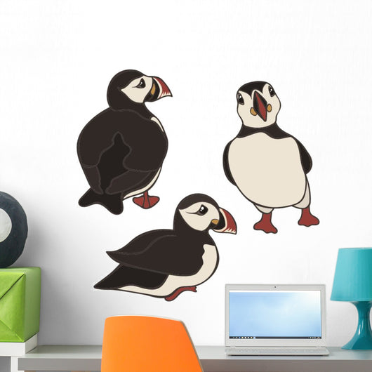 Puffin Vector Set White Wall Decal Sticker Set