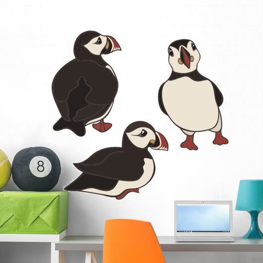 Puffin Vector Set White Wall Decal Sticker Set