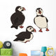 Puffin Vector Set White Wall Decal Sticker Set