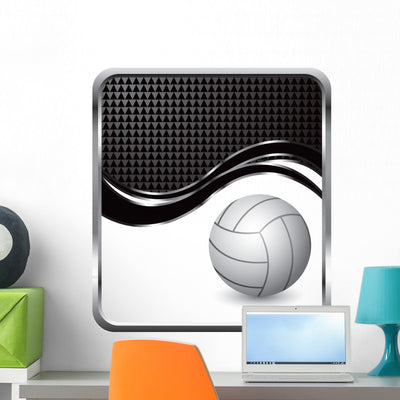Volleyball Black Checkered Wave shown on a wall