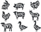 Butcher Shop Animal Labels Wall Decal Sticker Set