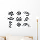 Vintage Set Hand Drawn Wall Decal Sticker Set