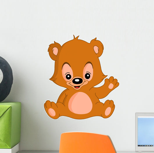 Cute teddy bear waving his hand Wall Decal