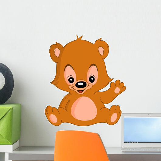 Cute teddy bear waving his hand Wall Decal