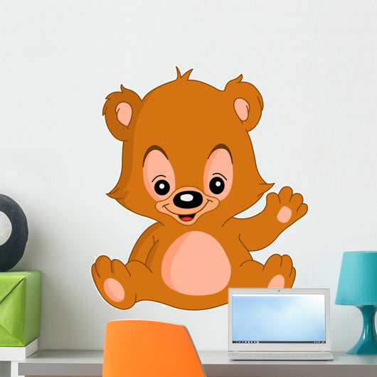 Cute teddy bear waving his hand Wall Decal