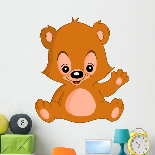 Cute teddy bear waving his hand Wall Decal
