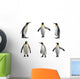 Six Emperor Penguins Wall Decal Sticker Set