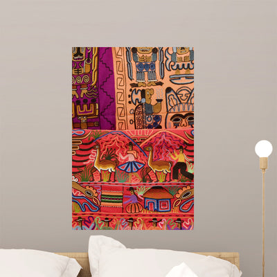 Textiles with Vibrant Colors Wall Mural shown on a wall