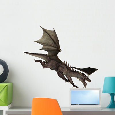 Fierce Attack Dragon Wall Decal shown on a wall