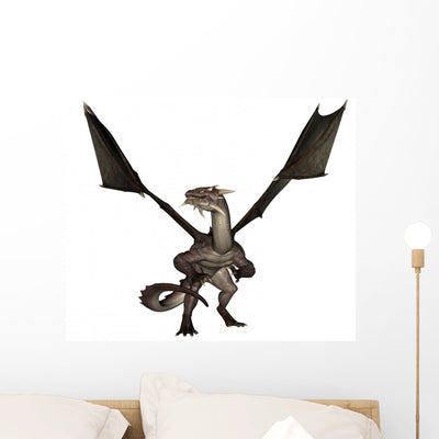 Powerful Dragon Wall Decal shown on a wall