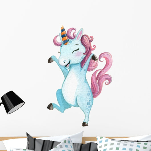 Watercolor Dancing Unicorn Wall Decal