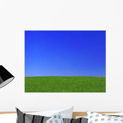 Peaceful Grassland Scenic Wall Decal shown on a wall
