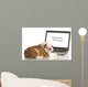 English Bulldog Puppy Working on Computer Wall Decal