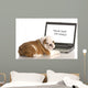 English Bulldog Puppy Working on Computer Wall Decal