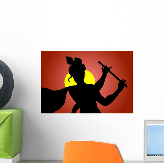 Illustration of Lord Krishnaâ€™ with His Flute Wall Mural