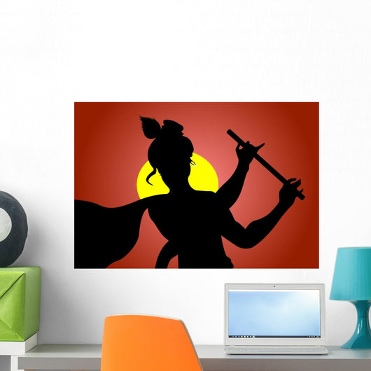 Illustration of Lord Krishnaâ€™ with His Flute Wall Mural
