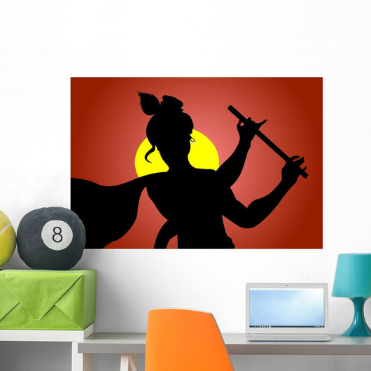 Illustration of Lord Krishnaâ€™ with His Flute Wall Mural