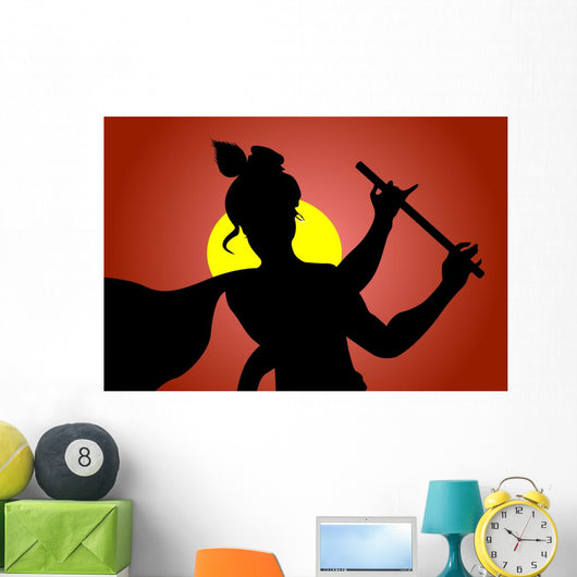Illustration of Lord Krishnaâ€™ with His Flute Wall Mural