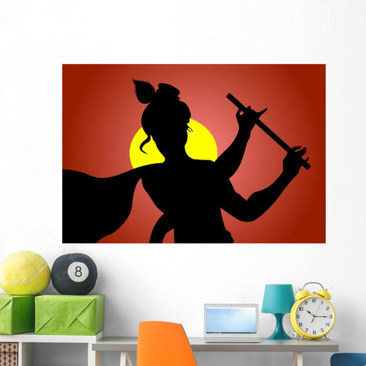 Illustration of Lord Krishnaâ€™ with His Flute Wall Mural
