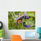 Three Colorful Butterflies On Blossoms In Spring Wall Mural