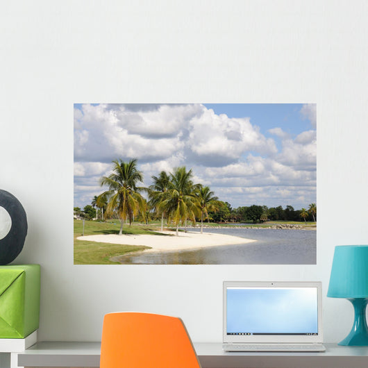 Palm Trees and Lake in Naples Wall Mural