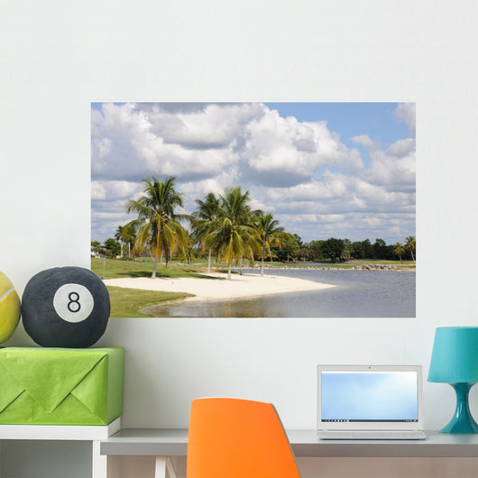 Palm Trees and Lake in Naples Wall Mural