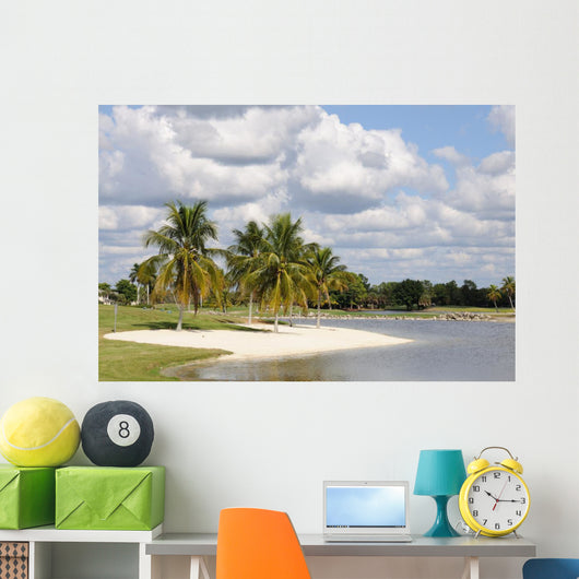Palm Trees and Lake in Naples Wall Mural