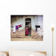 Woman In Front Of The House Wall Mural