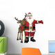 Santa Hugging Reindeer Wall Decal