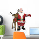 Santa Hugging Reindeer Wall Decal