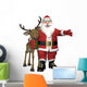 Santa Hugging Reindeer Wall Decal