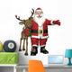 Santa Hugging Reindeer Wall Decal