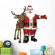Santa Hugging Reindeer Wall Decal