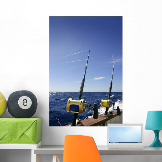 Angler boat big game fishing in saltwater Wall Mural