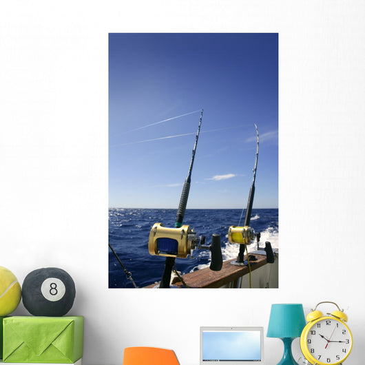 Angler boat big game fishing in saltwater Wall Mural
