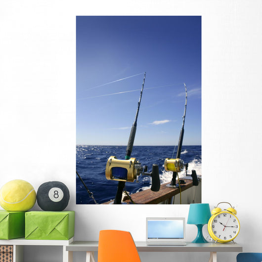 Angler boat big game fishing in saltwater Wall Mural